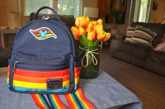 Disney Cruise Line Loungefly Mini Backpack Navy Rainbow Stripe DCL Bag main image 6